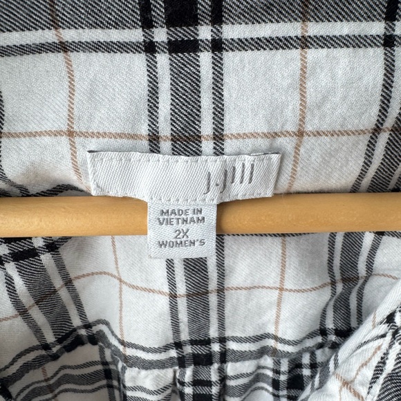 J. Jill Plaid Button Down Shirt Relaxed Fit Long Sleeve Top‎ 2X - Picture 2 of 6